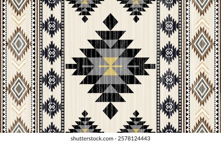 Navajo tribal vector seamless pattern. Native American ornament. Ethnic South Western decor style. Boho geometric ornament. Vector seamless pattern. Mexican blanket, rug. Woven carpet illustration