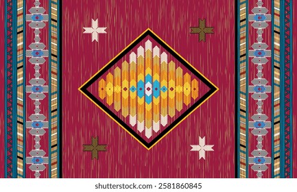 Navajo tribal vector seamless pattern. Native American ornament. Ethnic South Western decor style. Boho geometric ornament. Vector seamless pattern. Mexican blanket, rug. Woven carpet illustration