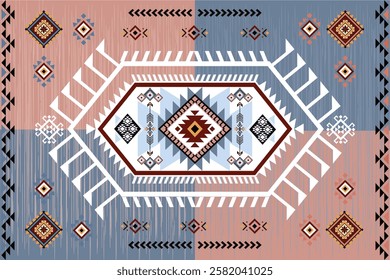 Navajo tribal vector seamless pattern. Native American ornament. Ethnic South Western decor style. Boho geometric ornament. Vector seamless pattern. Mexican blanket, rug. Woven carpet illustration