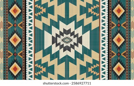 Navajo tribal vector seamless pattern. Native American ornament. Ethnic South Western decor style. Boho geometric ornament. Vector seamless pattern. Mexican blanket, rug. Woven carpet illustration