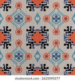 Navajo tribal vetor padrão sem emenda. Ornamento nativo americano. Estilo de decoração étnica do sudoeste. Ornamento geométrico boho. Padrão sem emenda do vetor. Estilo mexicano de decoração étnica sud-ouest. 
