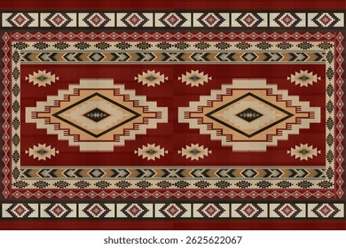 Navajo tribal vector seamless pattern. Native American ornament. Ethnic South Western decor style. Boho geometric ornament. Vector seamless pattern. Mexican blanket, rug. Woven carpet illustration