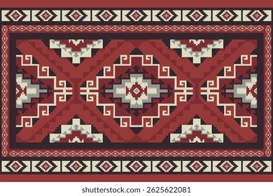 Navajo tribal vetor padrão sem emenda. Ornamento nativo americano. Estilo de decoração étnica do sudoeste. Ornamento geométrico boho. Padrão sem emenda do vetor. Cobertor mexicano, tapete. Ilustração de tapete tecido