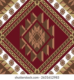  Patrón sin costuras de Vector tribal navajo. Ornamento nativo americano. Estilo étnico de decoración suroeste.  Patrón sin fisuras de Vector. Manta mexicana, alfombra. Ilustración de alfombra tejida