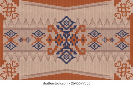 Navajo tribal vector seamless pattern. Native American ornament. Ethnic South Western decor style. Boho geometric ornament. Vector seamless.Mexican blanket, rug. Woven carpet illustration