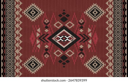 Navajo tribal vetor padrão sem emenda. Ornamento nativo americano. Ornamento geométrico do Boho do Sul étnico. cobertor, tapete. Tapete tecido