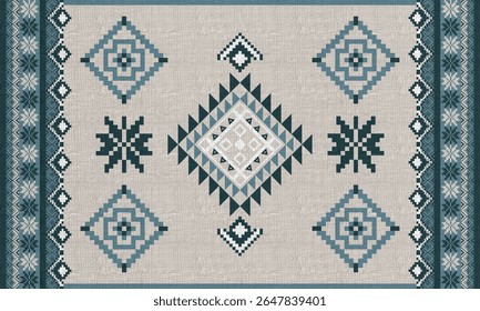 Navajo tribal vetor padrão sem emenda. Ornamento nativo americano. Ornamento geométrico do Boho do Sul étnico. cobertor, tapete. Tapete tecido