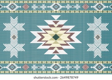 Navajo tribal vetor padrão sem emenda. Ornamento nativo americano. Estilo de decoração étnica do sudoeste. Ornamento geométrico boho. Padrão de vetor sem emenda. cobertor, tapete. Ilustração de tapete tecido

