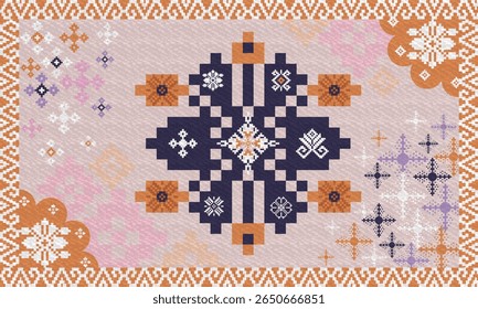 Navajo tribal vetor padrão sem emenda. Ornamento nativo americano. Estilo de decoração étnica do sudoeste. Ornamento geométrico boho. Vetor sem emenda pattern.rug. Ilustração de tapete tecido.