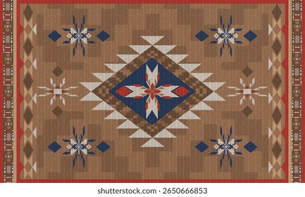 Navajo tribal vetor padrão sem emenda. Ornamento nativo americano. Estilo de decoração étnica do sudoeste. Ornamento geométrico boho. Vetor sem emenda pattern.rug. Ilustração de tapete tecido.