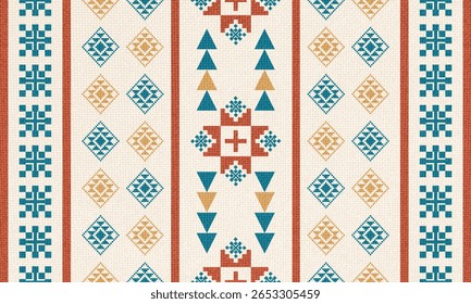 Navajo tribal vetor padrão sem emenda. Ornamento nativo americano. Estilo de decoração étnica do sudoeste. Ornamento geométrico boho. Padrão sem emenda do vetor. Cobertor mexicano, tapete. Ilustração de tapete tecido