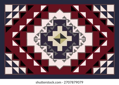 Navajo Stammes-Vektor nahtloses Muster. Ethnische südwestliche Dekoration Stil. Boho geometrische Ornament. Nahtloses Vektormuster. Mexikanische Decke. Teppich. Gewebt. Teppich. Illustration Kunstschmuck-Print. Stoff