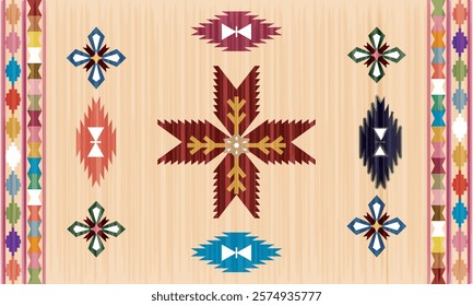 Navajo tribal vector seamless pattern.Native American ornament.Ethnic southwestern decor style. Boho geometric ornament.Vector seamless pattern Mexican blanket, rug woven Carpet illustration.
