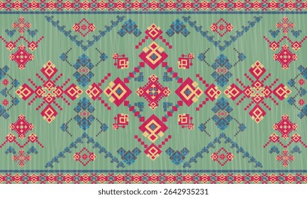 Navajo tribal vector seamless pattern,Native American ornament, Ethnic south western decor style, Boho geometric ornament, Vector seamless pattern. Mexican blanket, rug, Woven carpet illustration