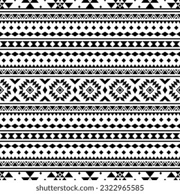 Navajo unique seamless ethnic pattern vector. Black and white colors. Abstract tribal geometric art print design for textile template, fabric, clothes, curtain, rug, ornament, background.
