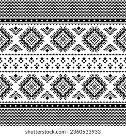 Navajo unique seamless ethnic pattern vector. Tribal abstract geometric art design for print fabric and clothing. Black and white color.