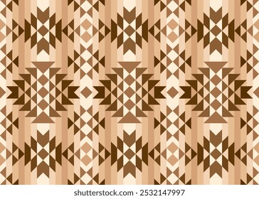 Patrón de Vector Navajo. Patrón de triángulo geométrico.  Color marrón y crema. Diseño para el fondo, papel de embalaje, Fondo de pantalla, ilustración, tela, ropa, alfombra, decorativo, textil.