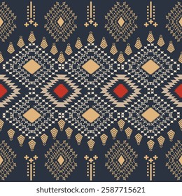 Navajo, Vector seamless pattern,  illustration design Native American tribal fabric, Oriental geometric ethnic pattern for background , For Curtain design , Carpet, Wrapping, Batik, skirt or Clothes