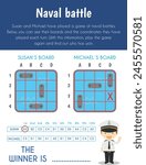 Naval battle Educational Sheet. Primary module for Spacial Understanding. 5-6 years old. Educational Sheets Series
