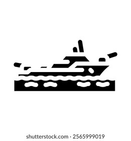 naval destroyer ship marine glyph icon vector. naval destroyer ship marine sign. isolated symbol illustration