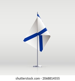 Naval flag of the Russia symbol isolated on background national banner. Greeting card National Independence Day Russian Federation. Illustration banner with realistic naval flag the Russian Federation