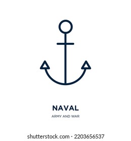 naval icon from army and war collection. Thin linear naval, marine, boat outline icon isolated on white background. Line vector naval sign, symbol for web and mobile
