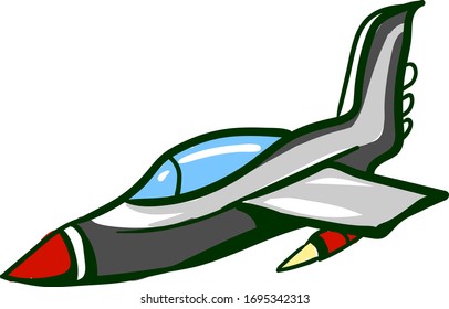 Naval Military Fighter, Illustration, Vector On White Background