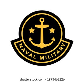 Naval military label patch isolated on white background