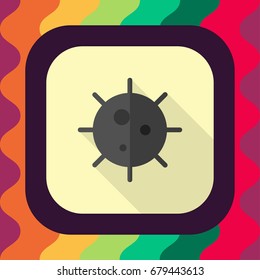 naval mine flat icon with long shadow, vector illustration 
