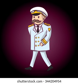 Naval officer. Admiral. Hand drawn cartoon vector illustration.