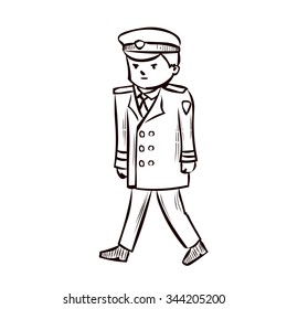 Naval officer. Captain. Hand drawn cartoon vector illustration.