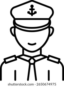 Ícone do Oficial Naval: Marinheiro em Uniforme com Âncora