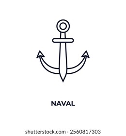 naval outline icon. Linear vector from army and military concept. Thin line naval icon isolated on white background