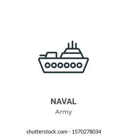 Naval outline vector icon. Thin line black naval icon, flat vector simple element illustration from editable army concept isolated on white background