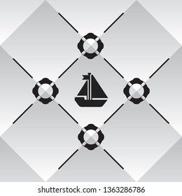 Naval pattern with ship and lifebuoy