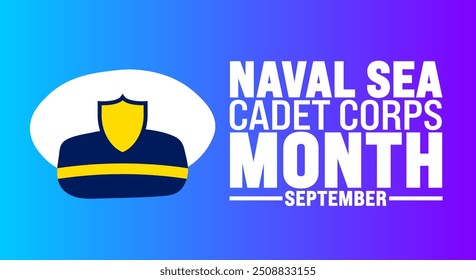 Naval Sea Cadet Corps Mês fundo ou modelo de design de banner. Conceito de férias. Modelo para plano de fundo, banner, cartão, cartaz, cartaz, modelo de design com formas exclusivas com cor padrão.