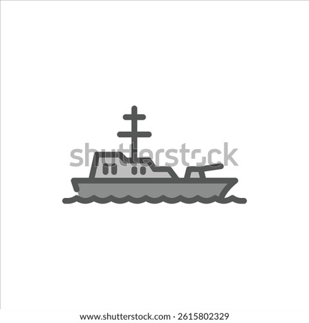 naval ship filled outline icon. warship color line illustration.