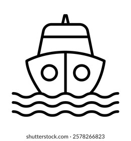 Naval Ship Vector Line Icon Design