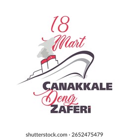 Projeto do logotipo da Vitória Naval de Çanakkale. Galípoli. 18 de março de 1915 Çanakkale Naval Battles.