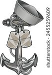 Naval warfare branch. Anchor symbol. Poster, card, banner, tattoo
