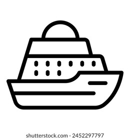 Icono de buque de guerra naval contorno Vector. Barco de defensa marítima. Destructor de navío