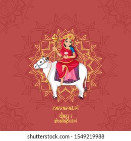 Navarati festival poster design with goddess illustration