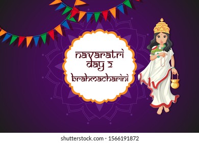 Navarati festival poster design with goddess illustration
