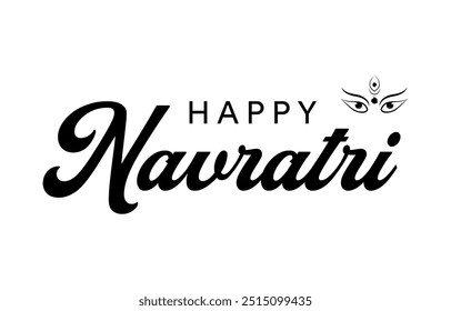 Navaratri calligraphy with lord Durga face vector. Mahaashtami is a Navaratri day.