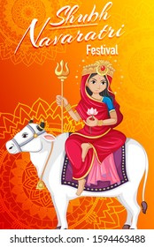 Navaratri poster design with goddess  illustration
