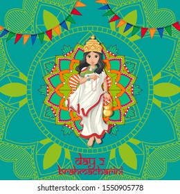 Navaratri poster design with goddess and mandala illustration