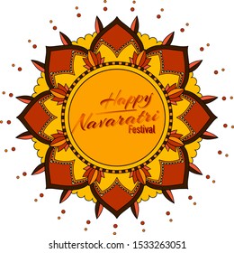Navaratri poster design with mandala pattern illustration
