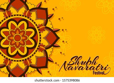 Diseño de afiches de Navaratri con ilustración de patrón de mandala