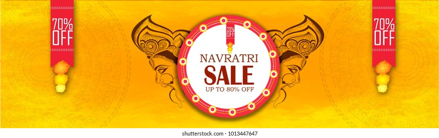 Navaratri Sale Indian Religious Festival  Offer, Background, Design Template
