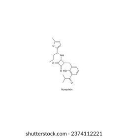 Navarixin flat skeletal molecular structure CXCR1 antagonist drug used in Asthma treatment. Vector illustration.